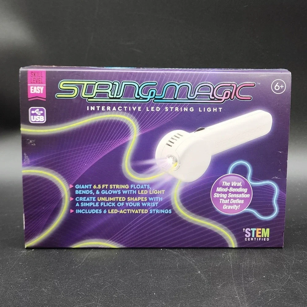 ZipString Luma White LED Interactive String Light Toy STEM Physics Kinetic Flow